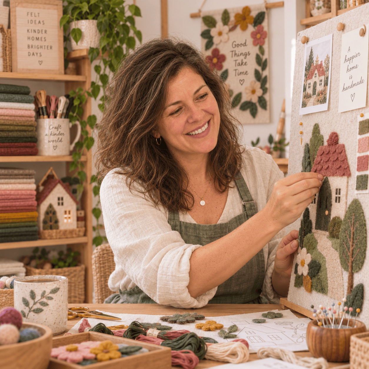 Carolina making a felt craft