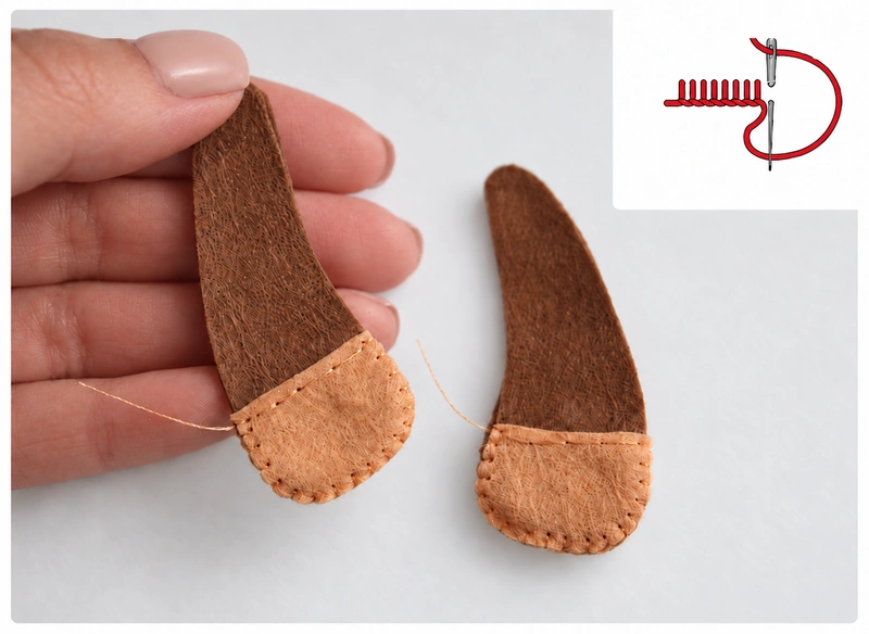 Paired front legs with the beige hoof edges blanket stitched